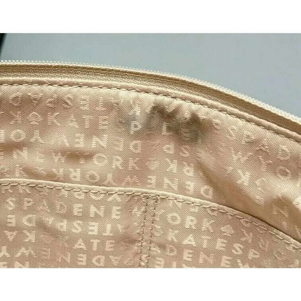 Kate Spade Bag Purse‎ Tan Pink Stripe Oversized Clutch Travel